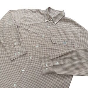 Huk Tide Point Break Fishing Shirt Mens XL Brown Plaid Long Sleeve Ventilated